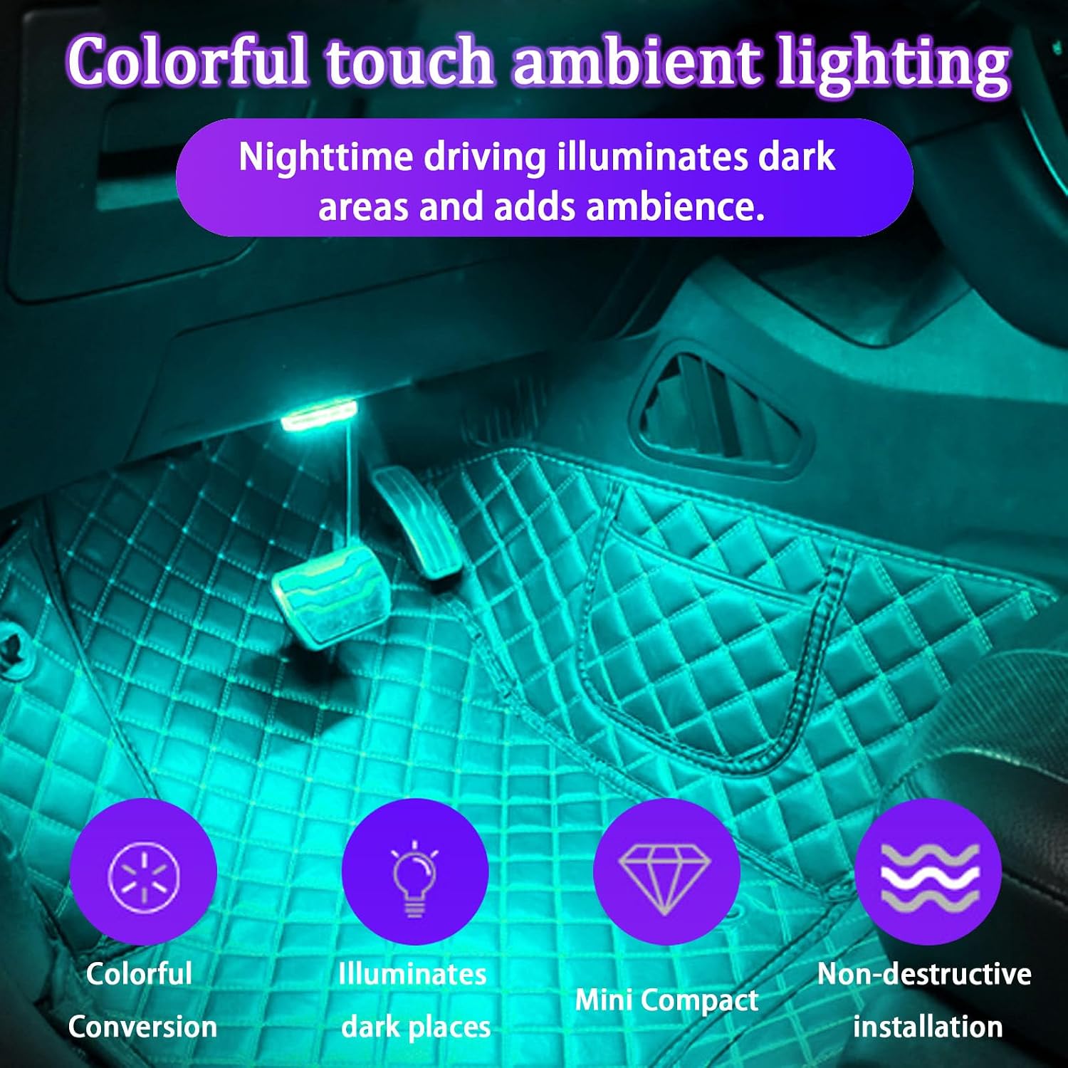 8 PCS Car LED Lights for Car Interior, 7 Colors Magnetic USB Wireless LED Lights with Bright LED Lamp Beads, Portable Touch Rechargeable LED Interior Auto Lights for Car Decor