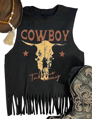 Take Me Away Western Tanks Top Mujer Country Music Cowboy Cattle Skull Vest Tee Vintage sin mangas