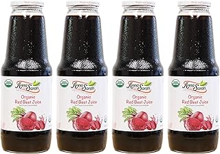 Anna and Sarah 33.8 Oz Organic Red Beet Juice - Glass Bottle (4 Pack) No...