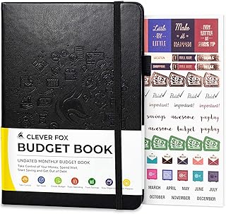 Clever Fox Budgetbuch - Finanzplaner-Organisator & Ausgaben-Tracker Notizbuch. Geld Planer-Kontobuch für die monatliche Haushaltsbudgetierung und persönliche Finanzen. Kompakte Größe - Schwarz