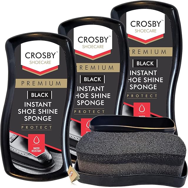 SOL 3pk Crosby Instant Shoe Shine Sponge Black | Black Shoe Polish, Black Boot Polish | Express Shine Sponge for Vinyl & Black Leather Shoes | Instant Shine To Vinyl, Leather Shoes & Bags Notebook