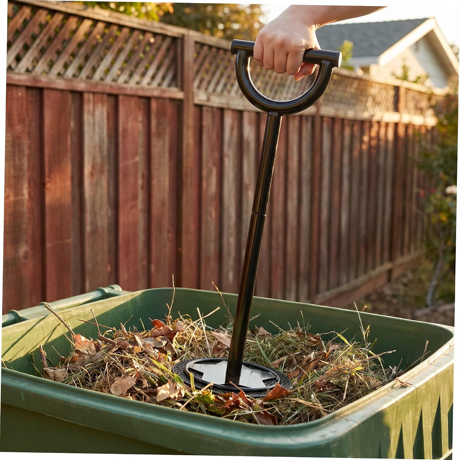 Manual Trash Compactor for Trash Can and Outdoor Bin, Black
