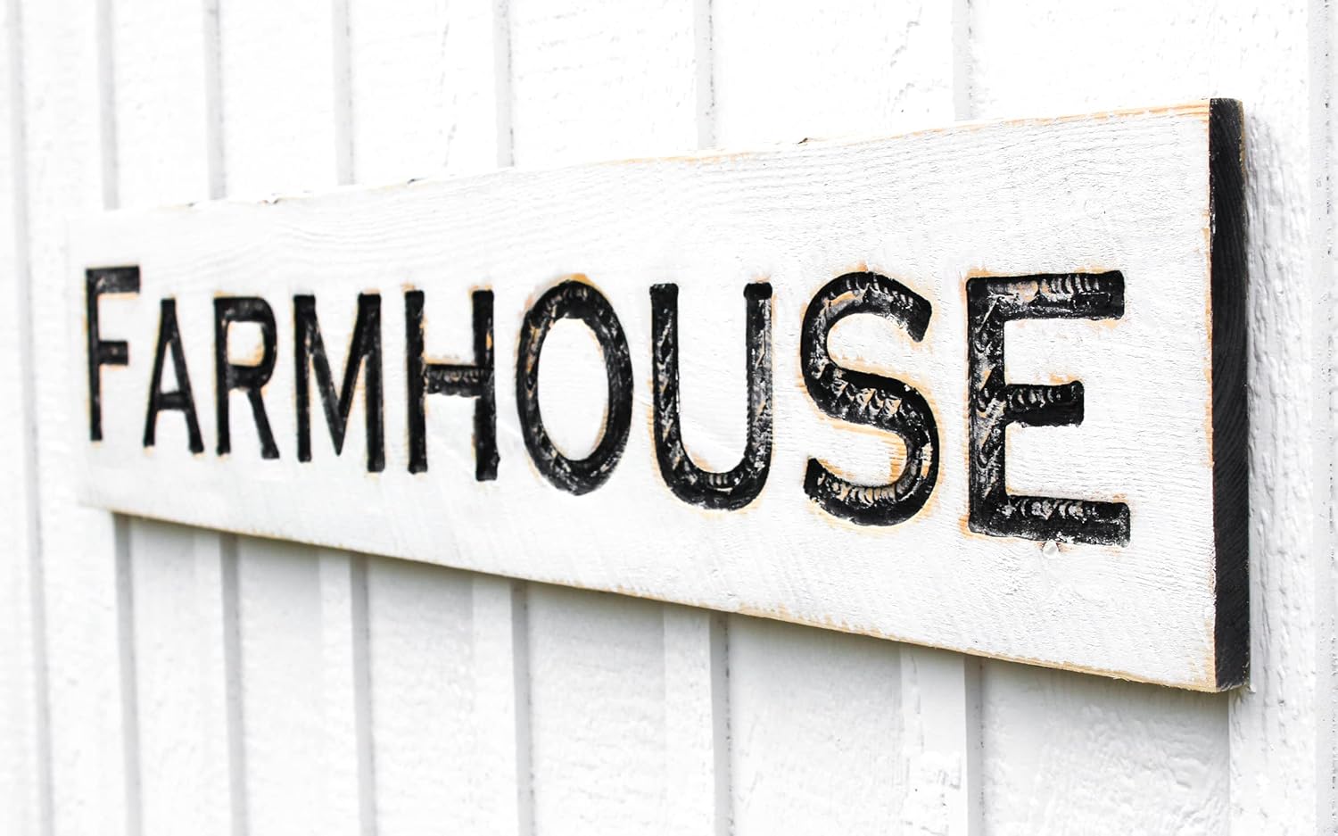 FARMHOUSE Sign - Carved in a 48"x10" Solid Wood Board | Rustic Distressed | Vintage Country Decor | Handmade in NC