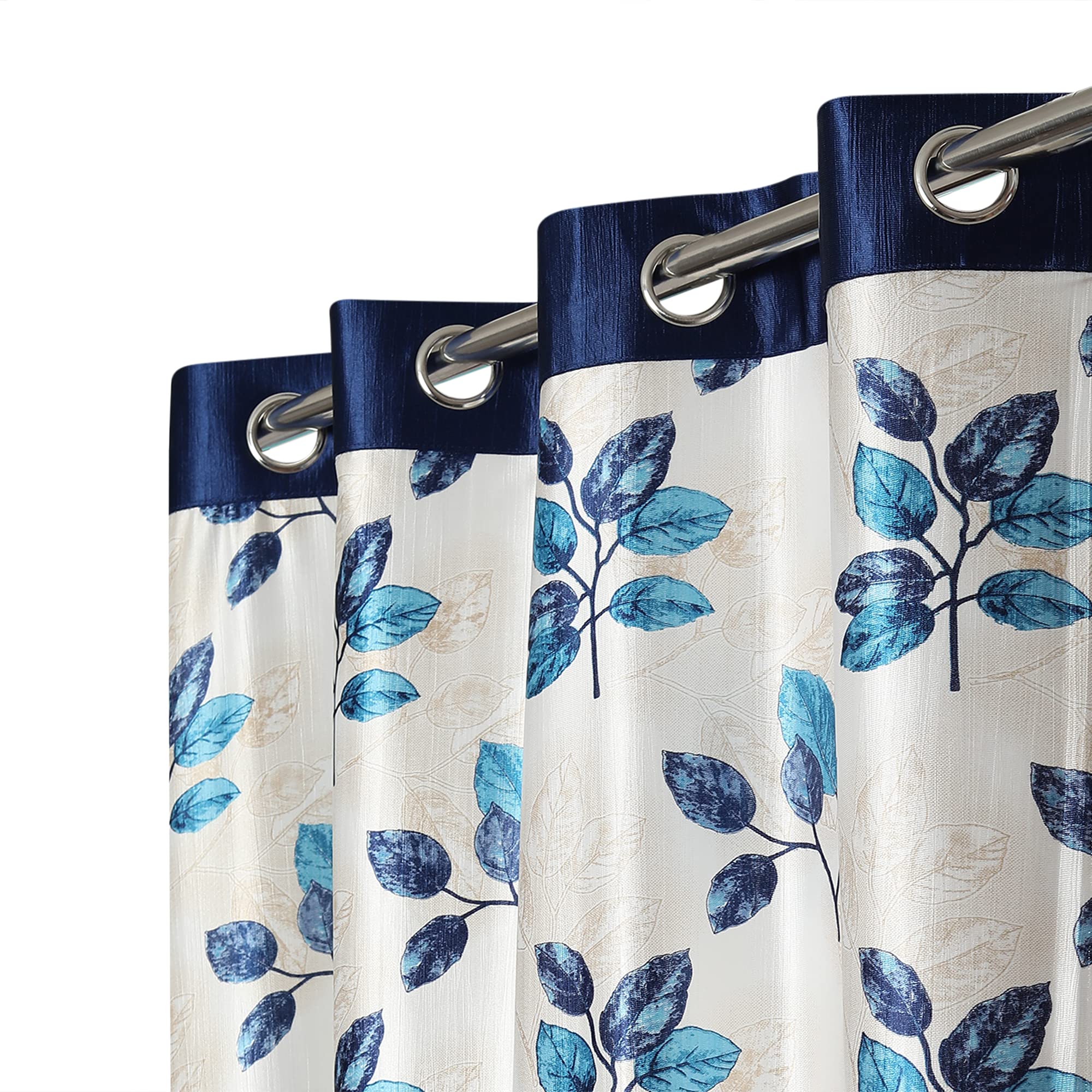 Ultica Fab Long Crush 8ft Curtain Drapes for Door | Floral Printed Panels for Home and Office Decor | Eyelet Grommet Curtains for Living Room Kitchen Hall, Pack of 3, 8 Feet Blue (B09G3JH6W2) Amazon Price History, Amazon Price Tracker
