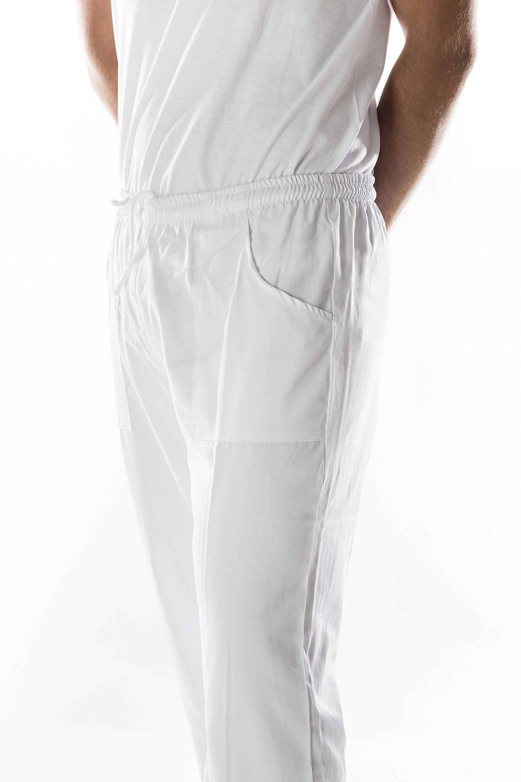 JOBLINE Pantalone da Lavoro Unisex Puro Cotone Medico Infermiere ASA OSS Mensa ristorazione con Elastico e Laccio tg. XS - 4XL