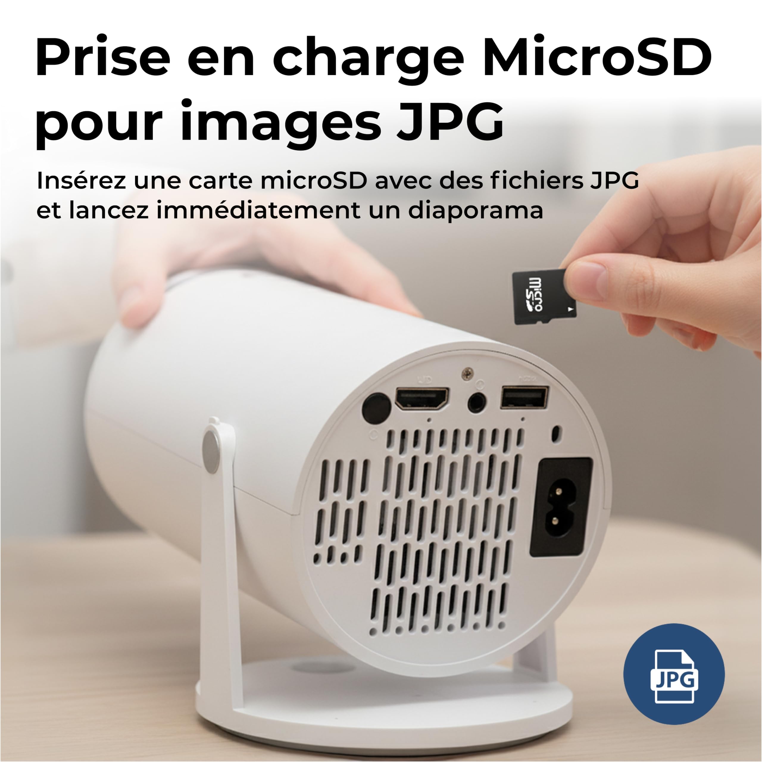 Denver PR-2500 Vidéoprojecteur Full HD 1080p, 175 ANSI lumens, HDMI, USB-A, tête rotative 180°, Projection Jusqu’à 170 Pouces
