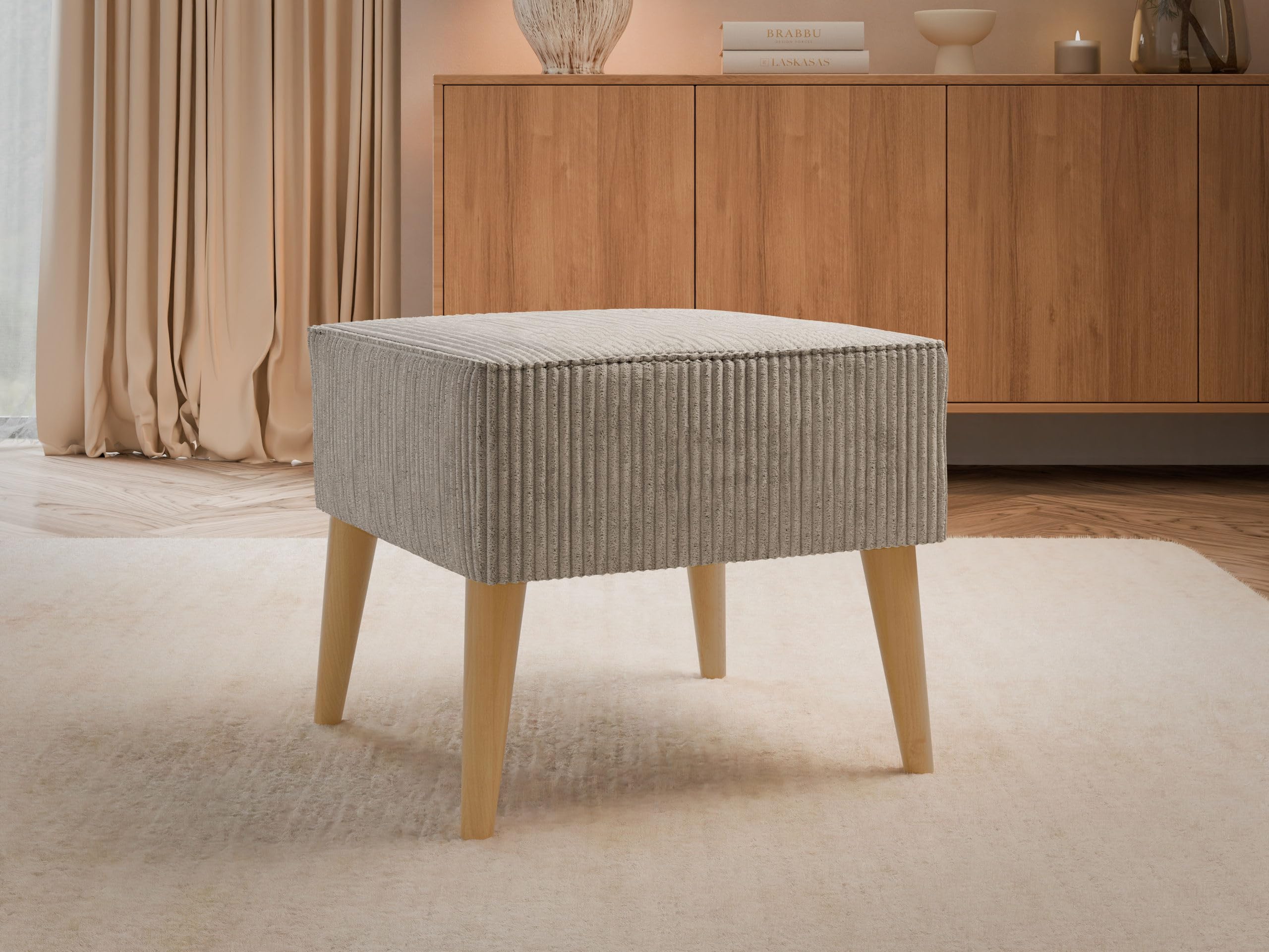 Mirjan24 Hocker Lucio Cord, Fußhocker Polsterhocker Sitzhocker, Sitzbank, Fußbank, Pouf, Farbauswahl (Poso 02)