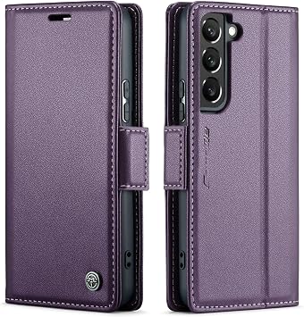QLTYPRI Wallet Case for Samsung Galaxy S22 Plus, Premium PU Leather Magnetic Flip Folio Case with RFID Blocking Credit Card Slots Kickstand Shockproof Protective Phone Case Cover - Purple