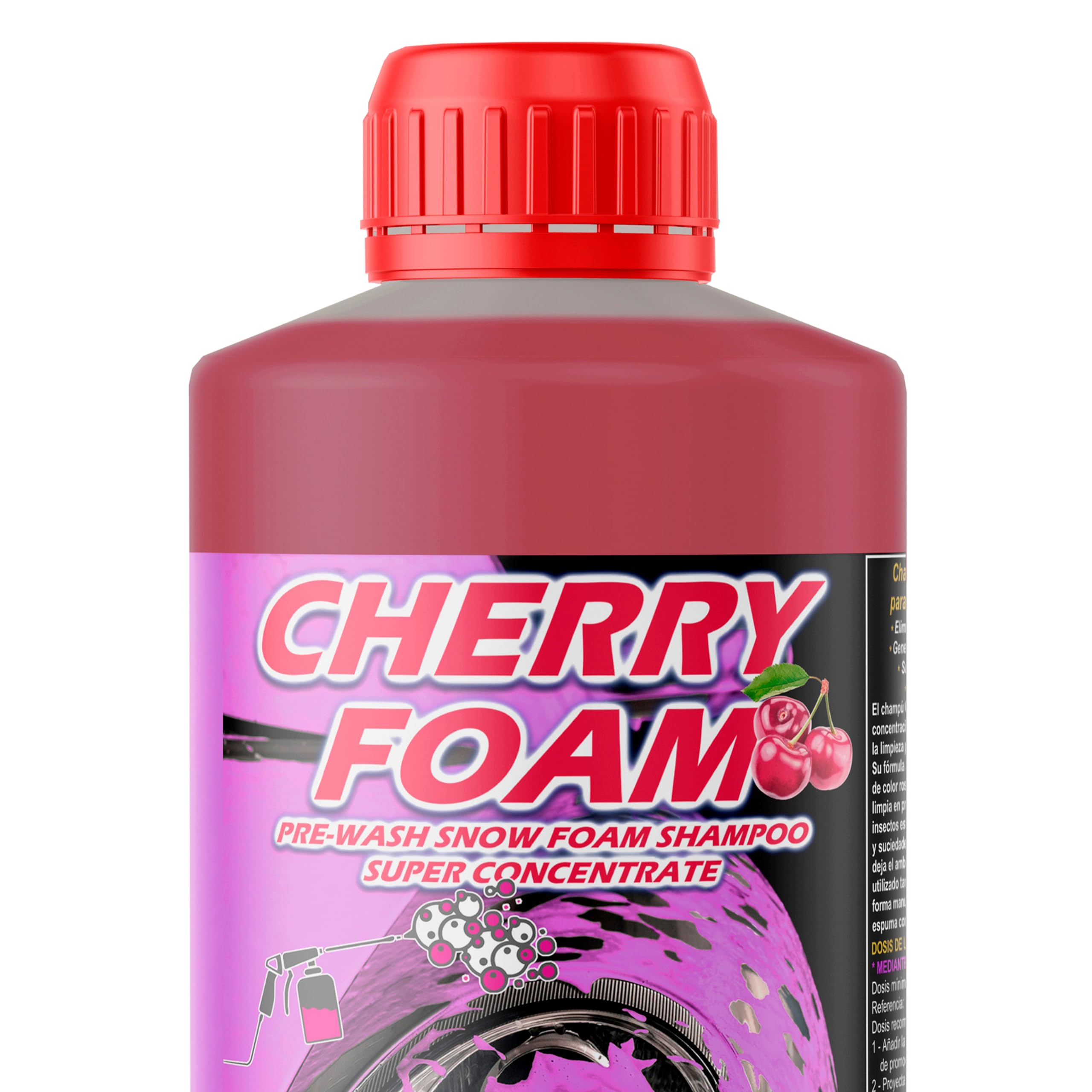 SANMARINO Champú coche Espuma Rosa 1 LITRO Lavado Coche y Moto Foam Rosa Espuma Activa - CHERRY FOAM