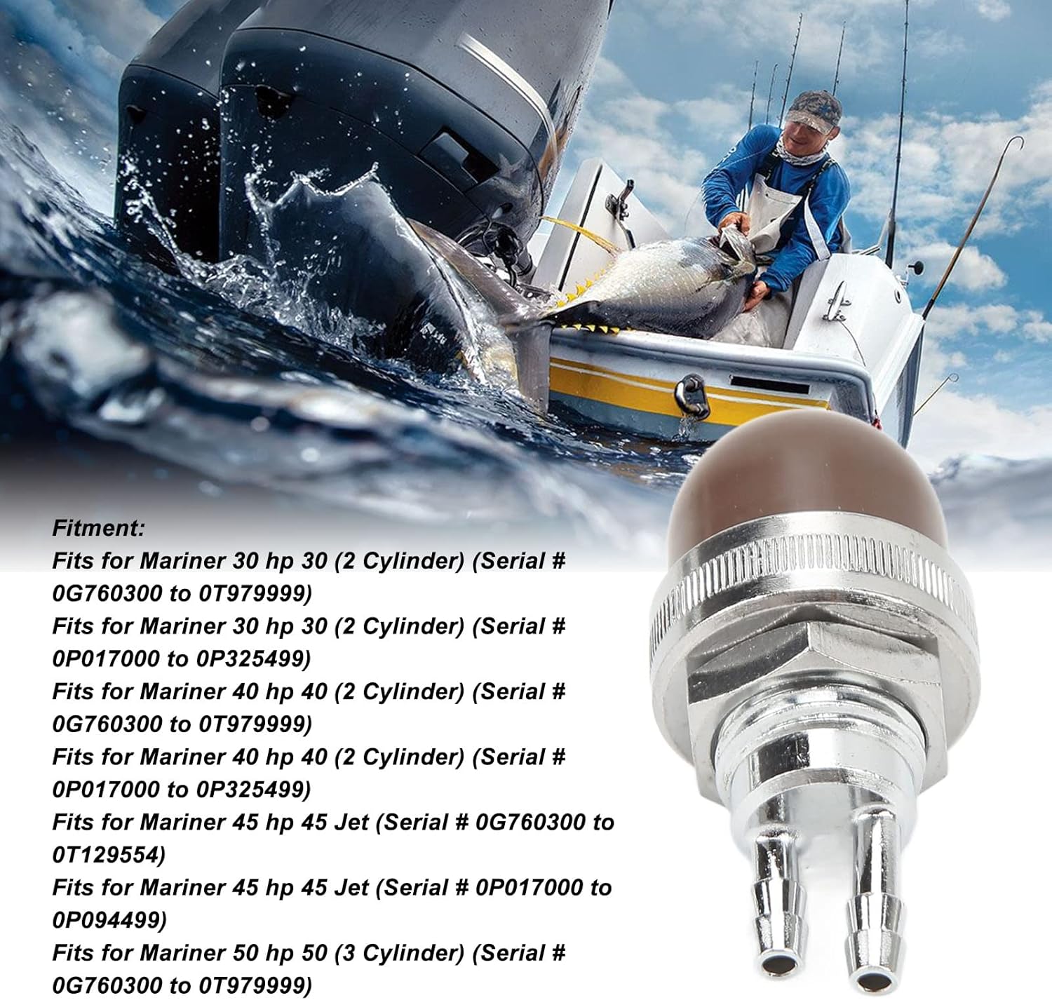 Outboard Motor Primer Bulb,858763 Primer Bulb,for Mariner 30 40 45 50 55 60 65 75 90 Horsepower Outboard Motors