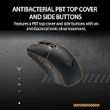 ASUS TUF Gaming M4 Wireless Gaming Mouse, dual wireless modes – Bluetooth/RF 2.4 GHz, 12,000 DPI Optical Sensor, 6 Programmable Buttons, PBT top cover with ASUS Antibacterial Guard, Black
