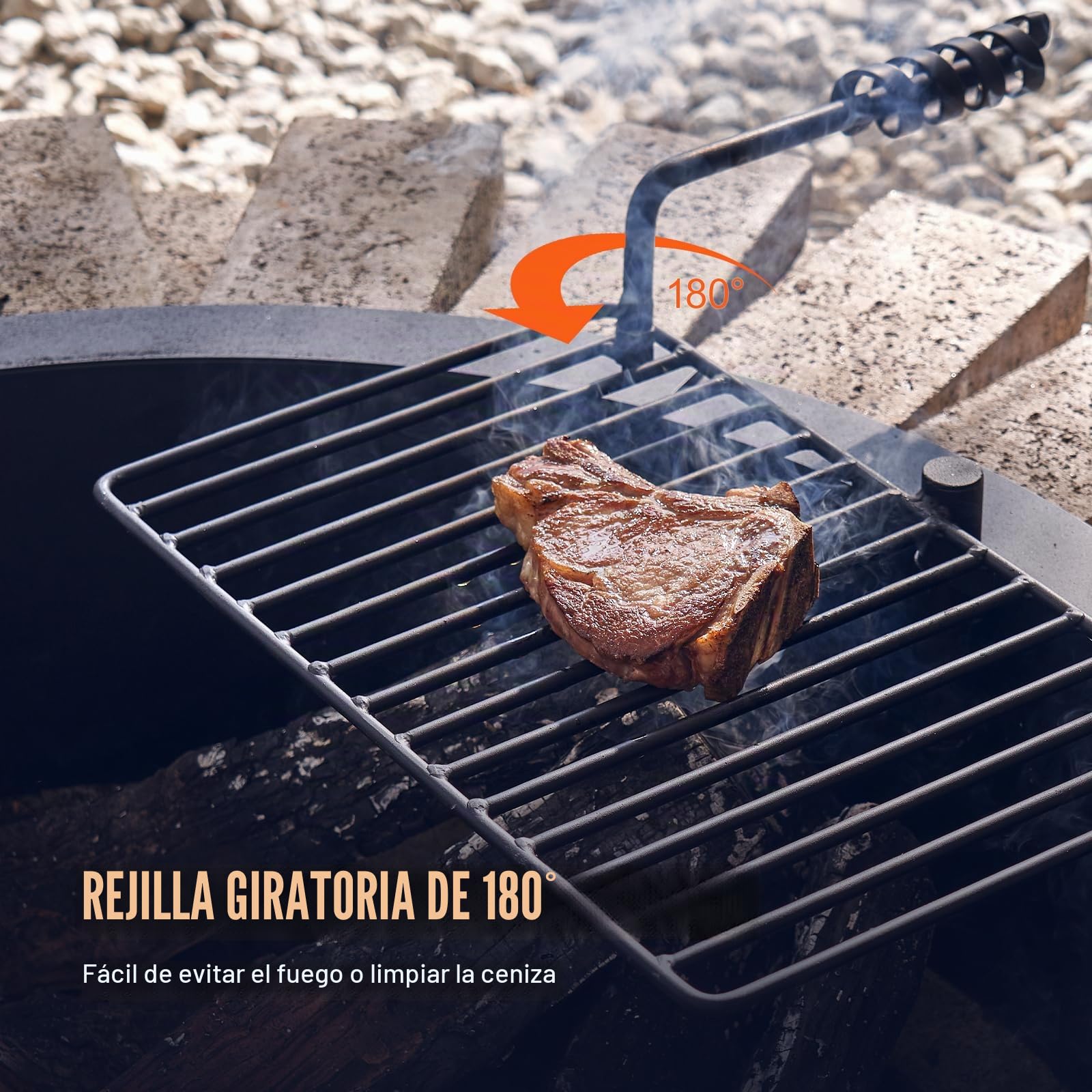 VEVOR Aro para Hoguera con Parrilla para Barbacoa Diámetro Exterior 1016 mm, Diámetro Interior 914,4 mm, Altura 215,9 mm, Revestimiento de Acero al Carbono, Anillo para Fogata sobre o en el Suelo