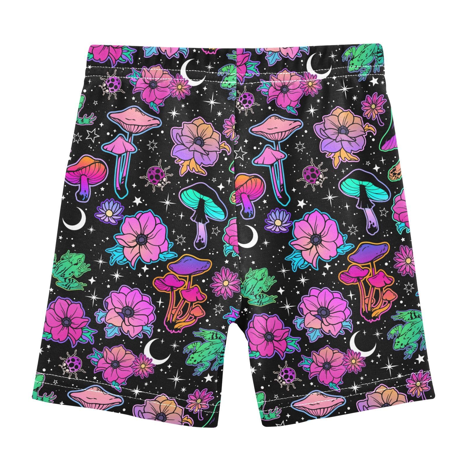 JHKKU Girls Bright Mushroom Frog Shorts Cotton Cartwheel Bike Kids Biker Under Dress Dance Short Girl Clothes 6T