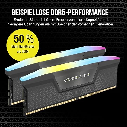 CORSAIR Vengeance DDR5 64Go (2x32Go) DDR5 Jusqu'à 6000MHz CL30 AMD Expo Intel XMP iCUE Mémoire Informatique Compatible - Gris (CMH64GX5M2B6000Z30) - 3