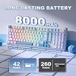 YUNZII B98 PRO QMK/VIA Clavier de jeu mécanique sans fil, 96% Mise en page avec Numpad et Mignon chat Knob, BT/2.4G/USB-C, joint d'échange à chaud préludé, RGB pour Win/Mac (bleu, lait V2 Interrupteur linéaire)