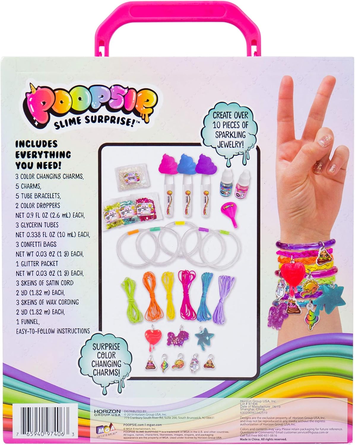 Poopsie Surprise Charm Jewelry by Horizon Group USA, Create Over 10 Pieces of Shimmering, Color Changing, Charms Using Glitter, Confetti & More. Multicolored
