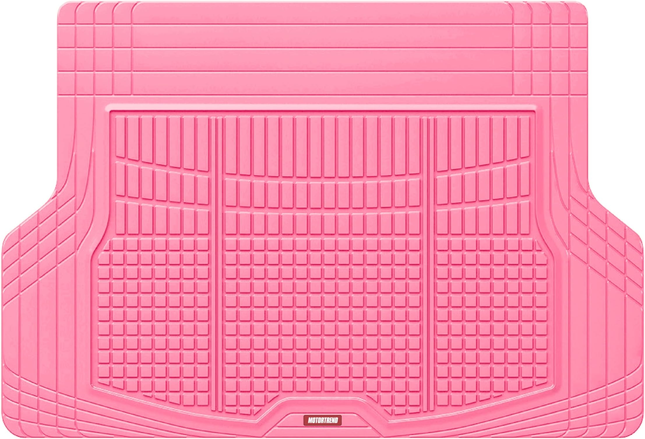 MotorTrend FlexTough Rear Cargo Mat – Heavy-Duty Trimmable Rubber Trunk Mat, Universal All-Weather Cargo Liner for Cars, SUVs & Trucks, Flexible Non-Slip Automotive Floor (Pink)