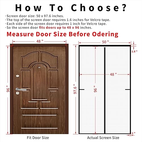 Miniatura 8 de Malla magnética para puerta de 36 x 83.6 pulgadas, para puerta de 34 x 82 pulgadas, cierre magnético, resistente, autosellado, mantiene a los