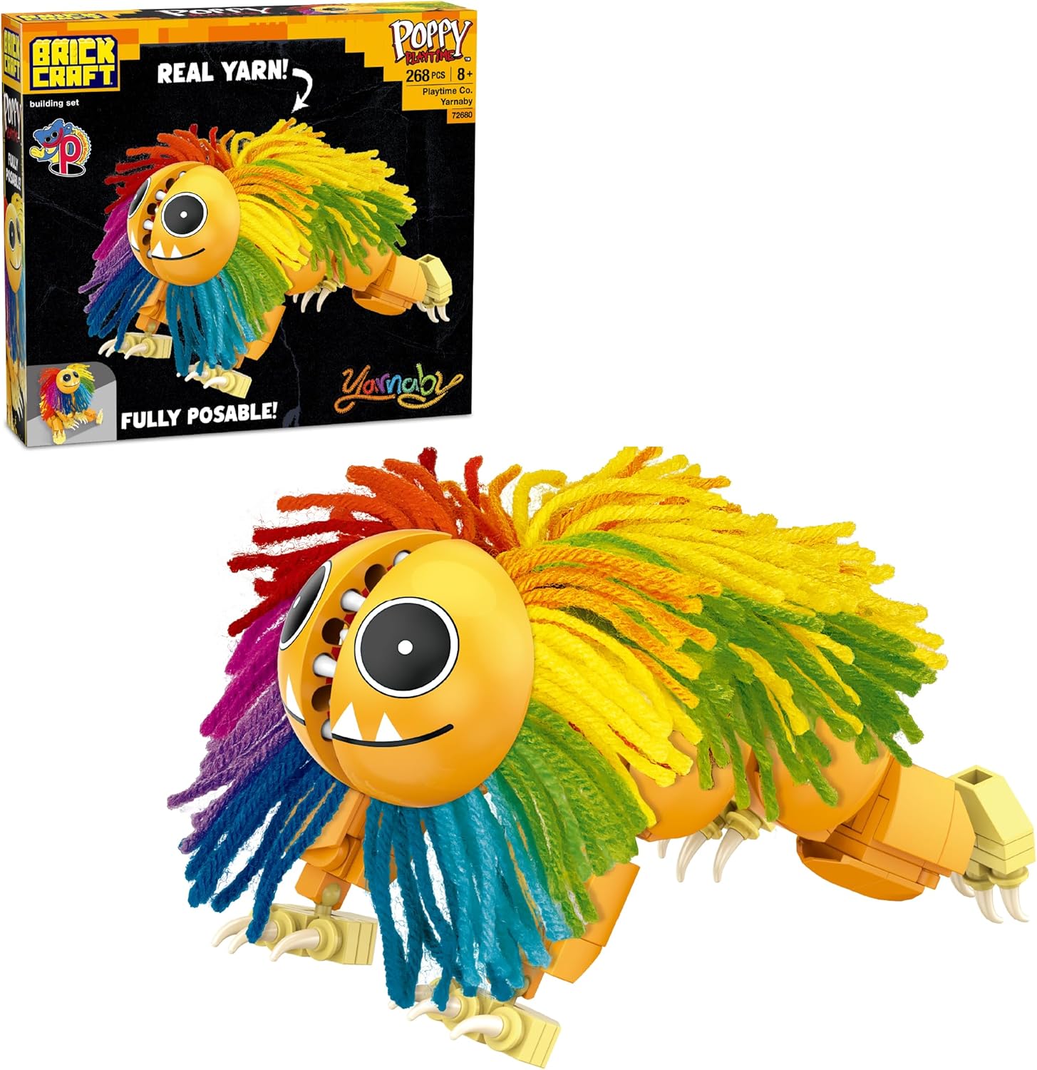 Brickcraft Poppy Playtime Chapter 4 Yarnaby Building Set with Real Yarn, 268 Piece Fully Posable Creature Action Figure, Collectible Horror Game Building Toys Gift for Boys & Girls Ages 8 and Up