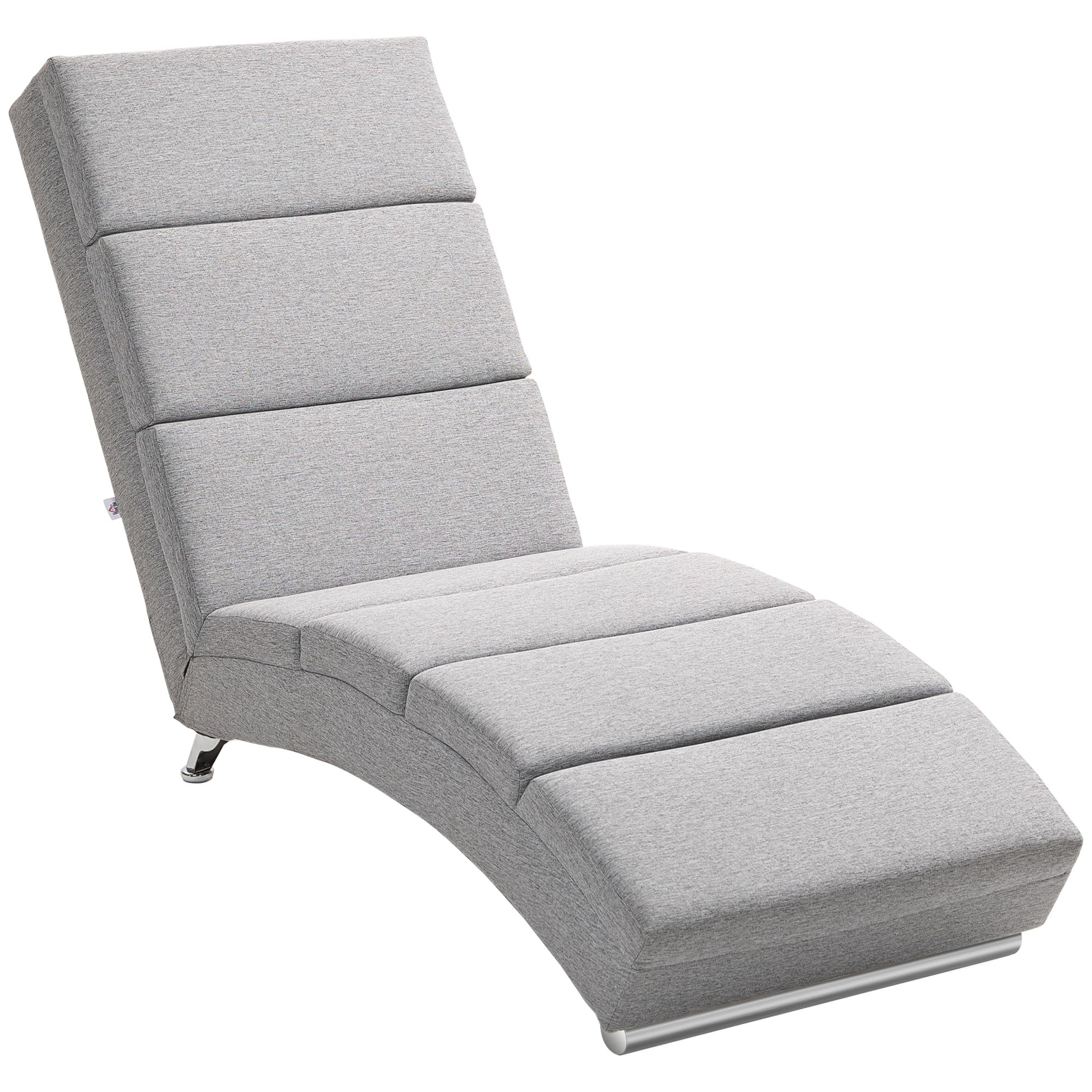 HOMCOM Poltrona Chaise Longue Ergonomica con Schienale Alto in Tessuto, Sdraio Relax con Imbottitura Spessa e Gambe in Acciaio, 160.5x60.5x93 cm per Soggiorno, Camera da Letto e Salotto, Grigio Chiaro