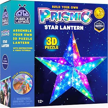 PURPLE LADYBUG Prismic Star Lantern Craft Kit - Room Light Decoration, Gifts for 8 9 10 11 12-16 Year Old Girls, Valentines Gift for Girl, Crafts for Kids 8-16, Teens & Tweens Room Display Decor