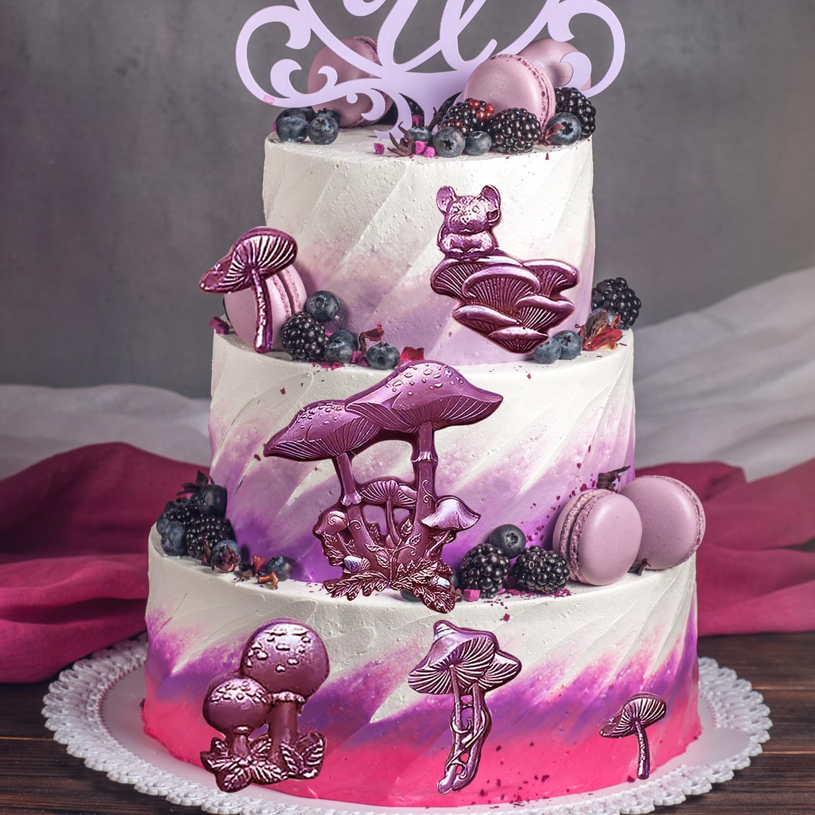 MINFEIDMS Moules En Silicone 3D Champignon Fantaisie Alice Au Pays Des Merveilles Pour Gâteaux, Fondant Et Chocolat