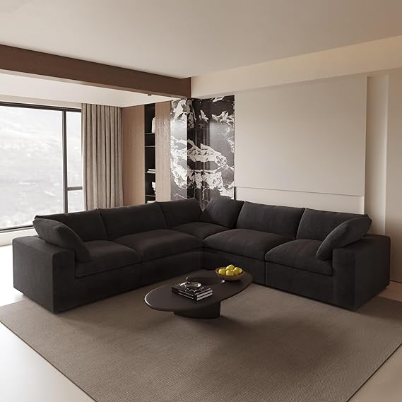Cloud Modular Sectional Sofa Couch,120.45" V Shaped Convertible Couches for Living Room,Minimalist Deep Sofa Couches,Sofa Covers Washable&Replaceable