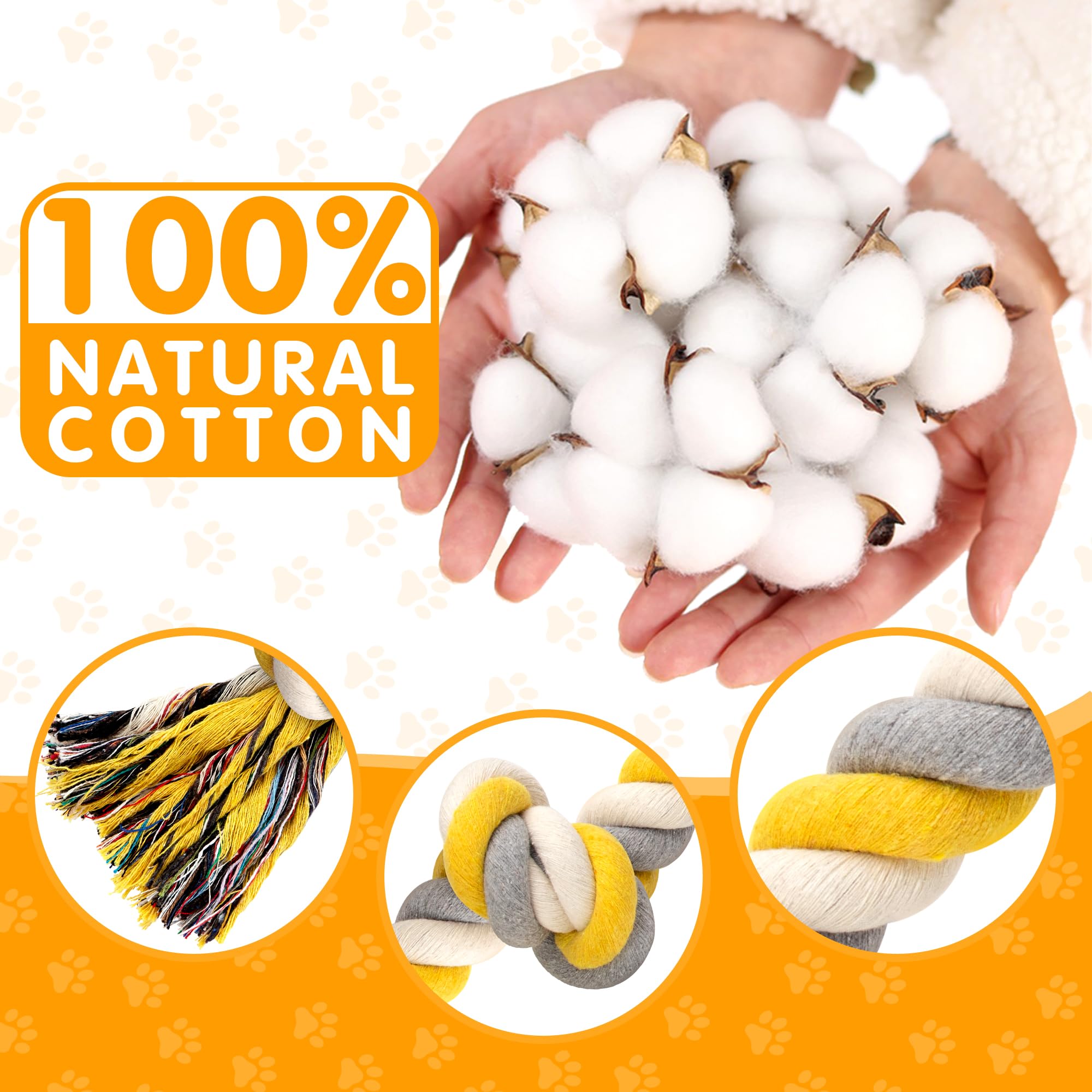 Norvy XXL 6-Knot Dog Rope Toy for Large Dogs Aggressive Chewers 100cm Long Heavy Duty Rope Toy Almost Indestructible Dog Tug Toy Puppy Cotton - Image 2