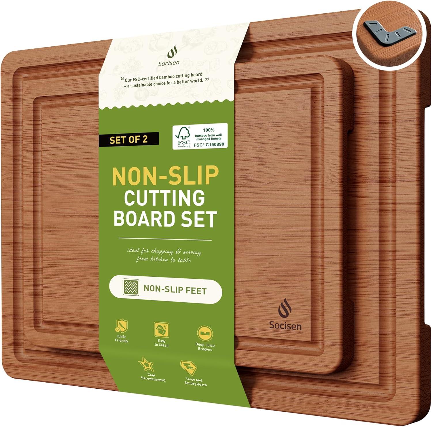 Bamboo Cutting Board Set Non Slip Feet Over Sink Gifts Best Mama Mommy Bonus Busy Mom Ever Christmas Xmas Birthday Law Step Stepmom Stepmother Who Have Everything Good Unique Useful Present 2-Piece Brown