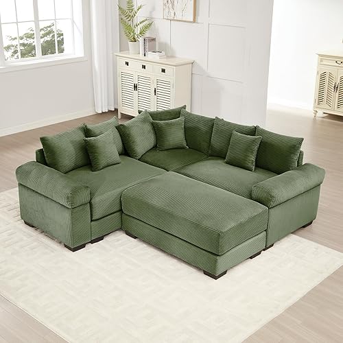 Miniatura 65 de Sofá modular de gran tamaño de 117.3 pulgadas, sofás modulares grandes de pana para sala de estar, sofás de 3 plazas, moderno juego de sofá de