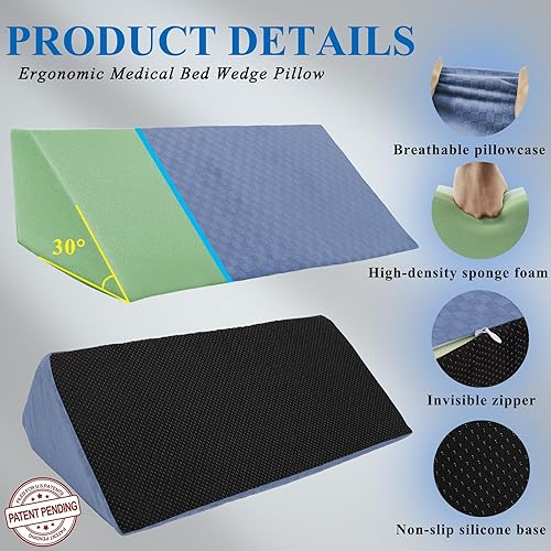 Miniatura 5 de Almohada de cuña de cama para dormir de lado, cuñas de posición corporal, almohada de cuña lateral para dormir de espalda, almohada de elevación