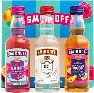 Smirnoff Vodka Gift Set - Flavoured Vodka, Red Label No 21, Mango & Passionfruit, Raspberry Crush, 3x 5cl - Mini Cocktail, Alcohol Gift Set, Birthday, Christmas - Vodka Gifts for Women and Men