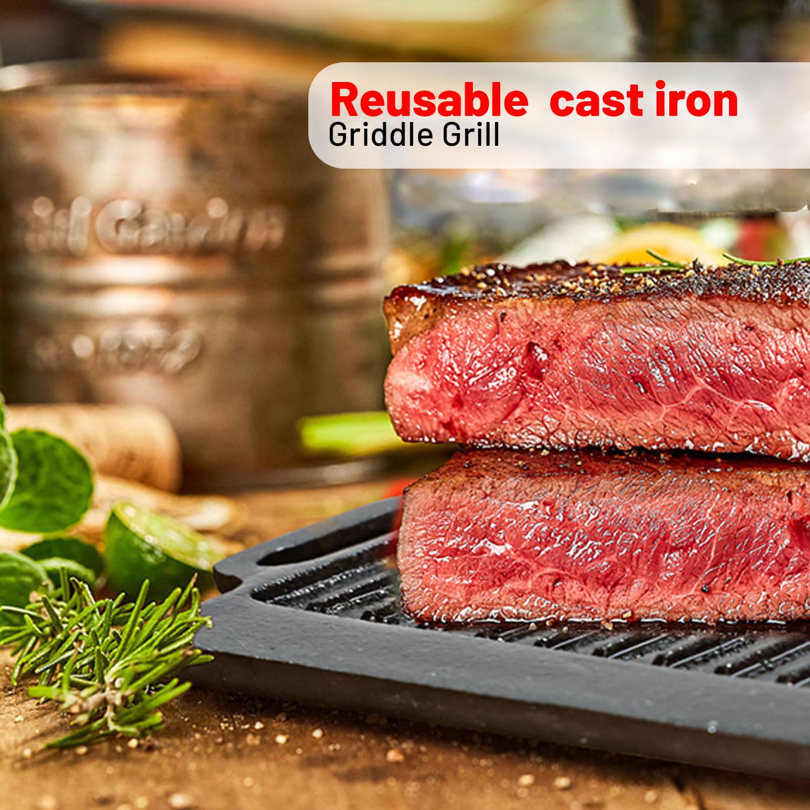 Gietijzeren Bakplaat, Anti-aanbak Kookplaatgrill en Ronde Gietijzeren Koekenpan Pannenkoekenbakplaat voor Kookplaat, Coating Grillpan en Koreaanse BBQ Hittebestendige Pan(30cm/11.8in