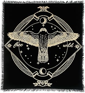 Indian Consigners Altar Cloth Golden Lucky Free Wild Owl Witchcraft Alter Tarot Spread Top Cloth Wicca Square Spiritual 36 by 36 Sacred Cloth (Golden Owl)