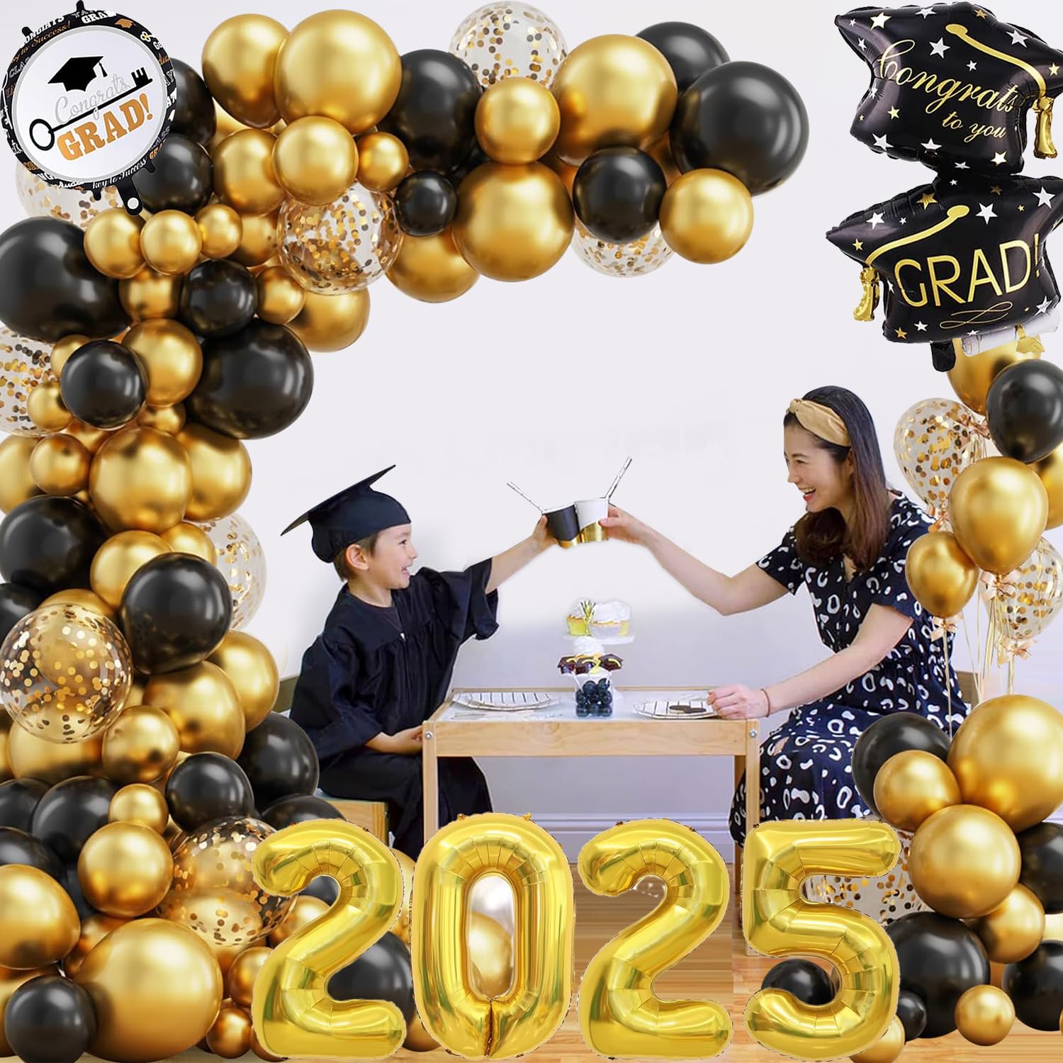 Gold And Black Balloon Arch Kit Graduation Balloon Arch Kit With Boxes ...