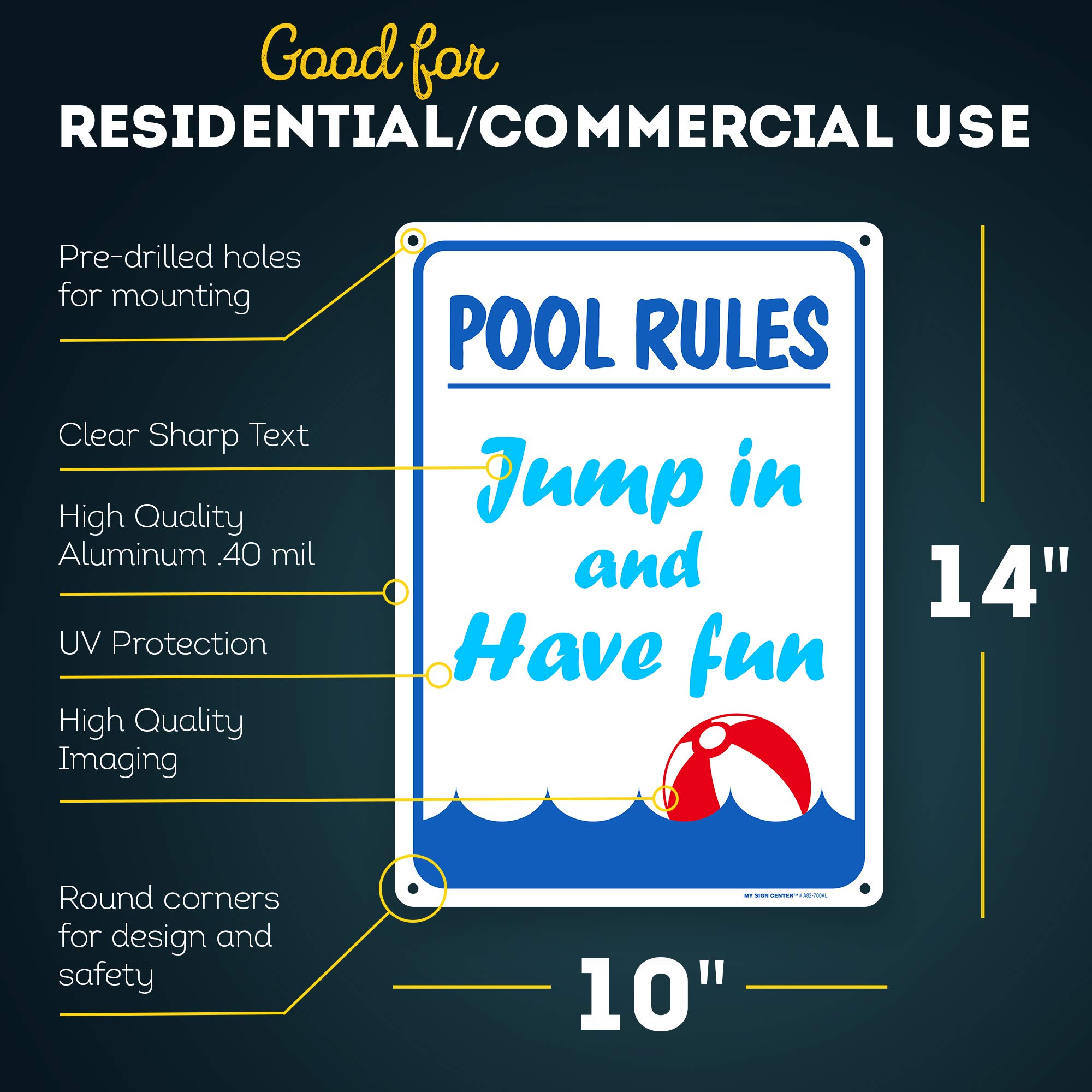 Amazon.com: Pool Rules Jump In And Have Fun Sign, 10