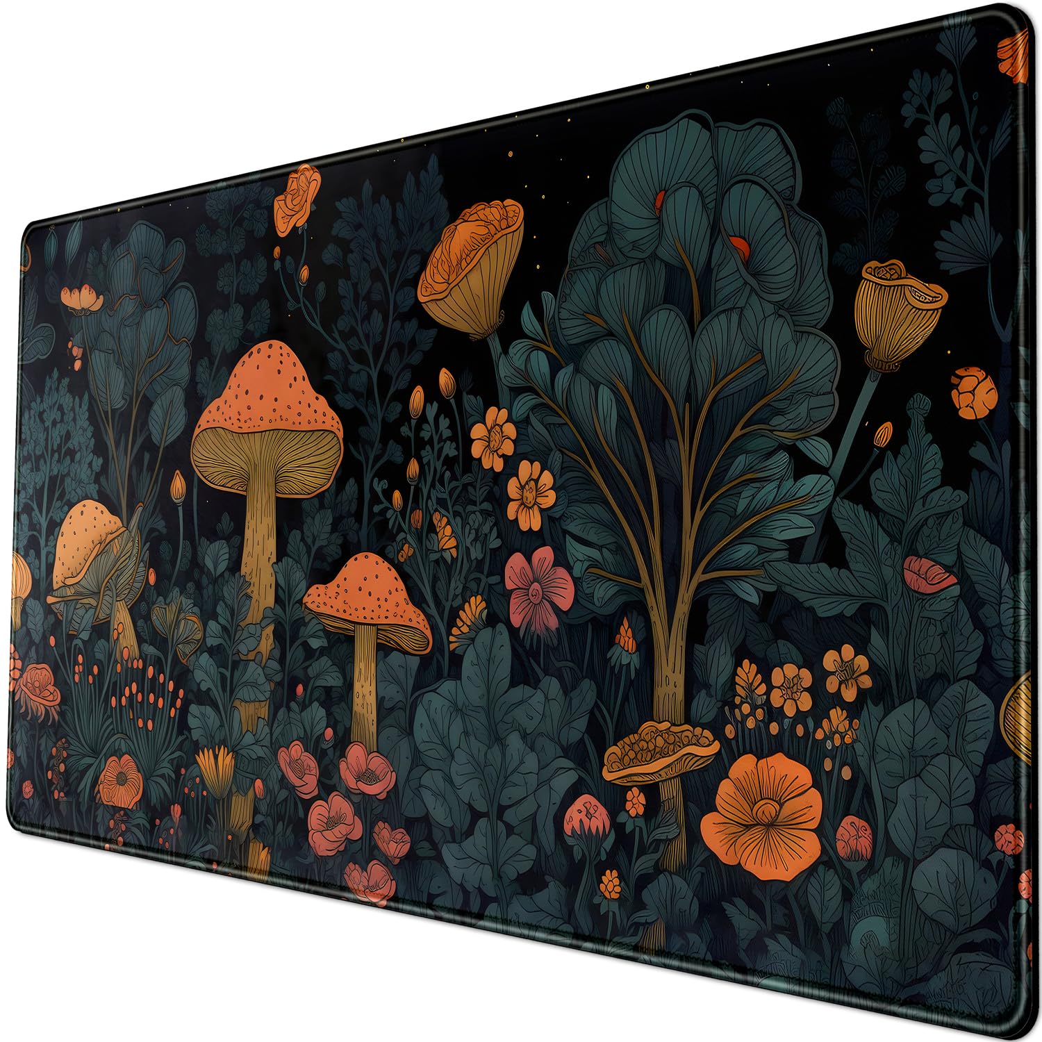 Mushroom Retro Mouse pad Desk Mat Dark Vintage Floral Forest Pad XXL, Aesthetic Botanical Desk Pad Office Desk Decor Accessories Mousepads for Laptop