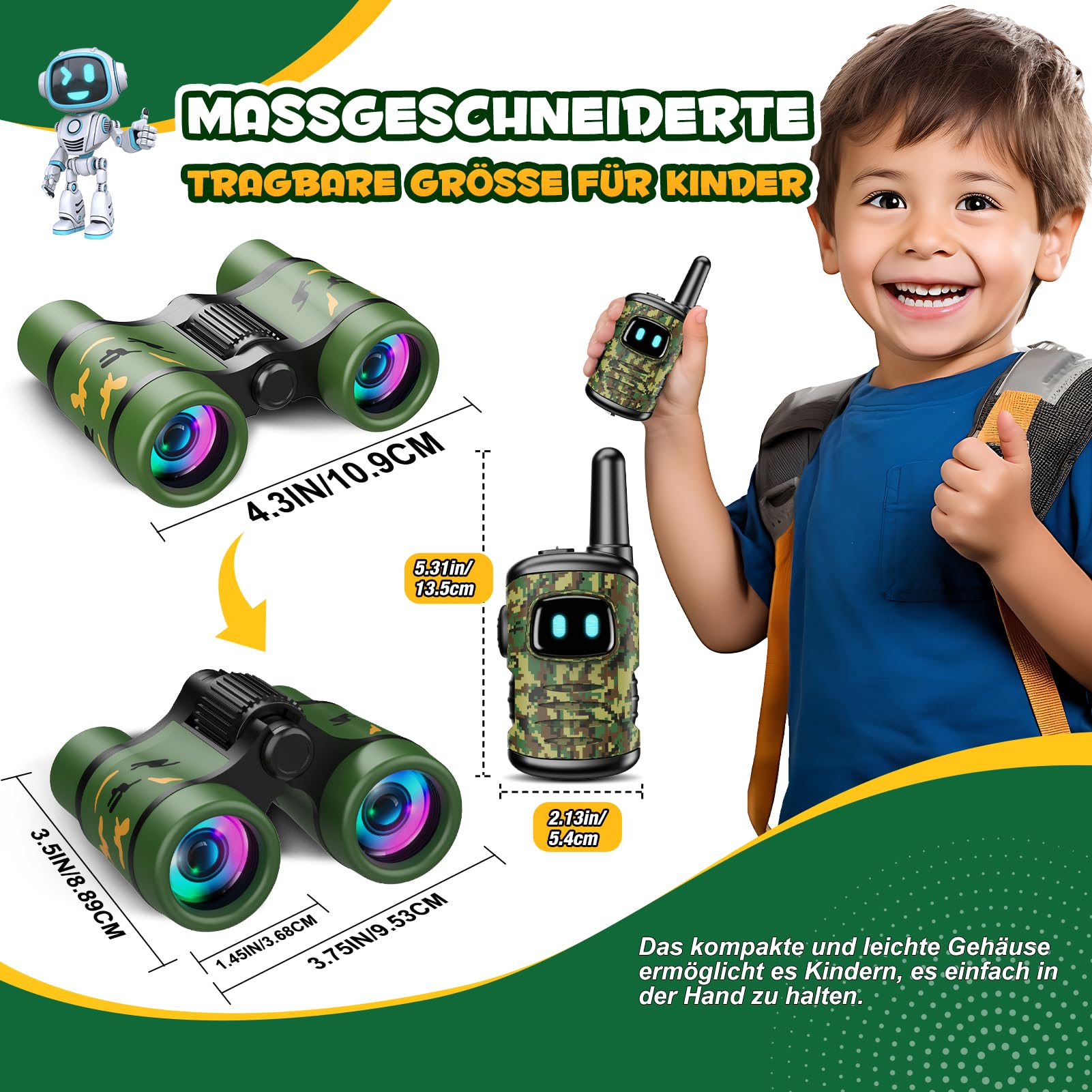 Dislocati Kinder Outdoor Spielzeug ab 3-9 Jahre - Walkie Talkie, Fernglas, Garten Spielzeug, Draußen Spiele, Ostergeschenke für Jungen & Mädchen