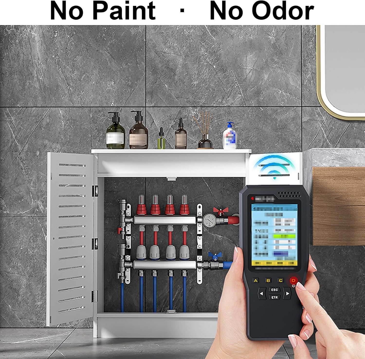 Waterproof Radiator Cover Cabinet with Magnetic Doors, PVC Bathroom Heater Cover, Radiator Cap for Kitchen, Living Room, No-Drill Install(50x70x20cm/20x28x8in)