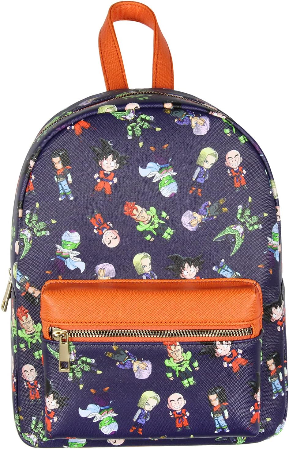 Bioworld Dragon Ball Z Goku Cell Piccolo Trunks Allover Character Faux Leather Mini Backpack