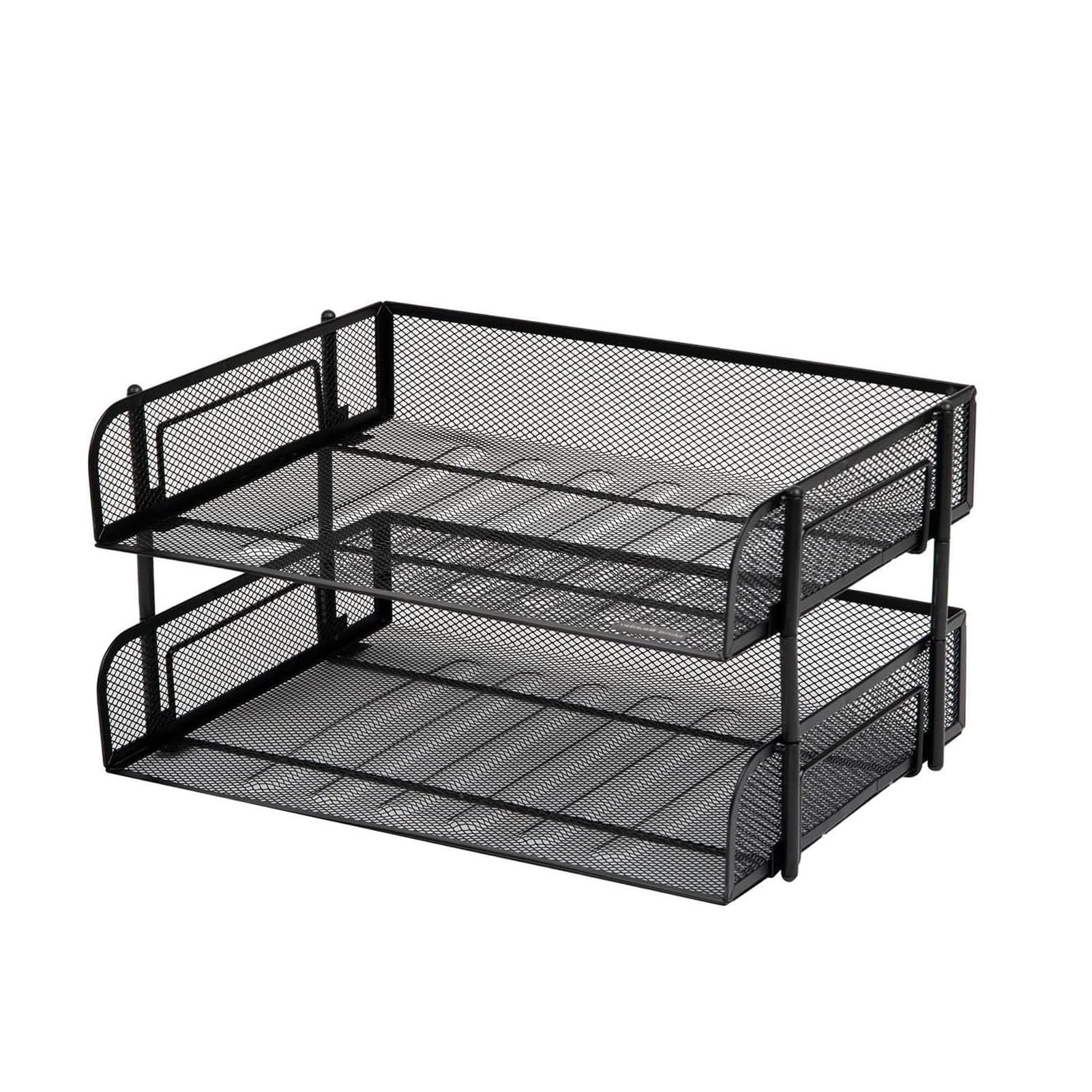 JOUFNING File Organizer for Desk - 2-Tier Metal Paper Sorter Holder Rack, Paper Tray, Desktop Organizer, File Storage Office Metal Mesh, Durable Space Saving