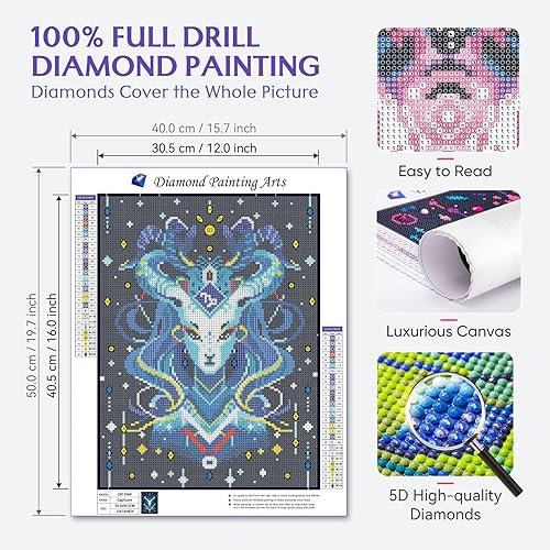Miniatura 4 de MOYFACE Kits de arte de diamantes para adultos, kits de pintura de diamantes del zodiaco Capricornio, artes y manualidades para decoración del