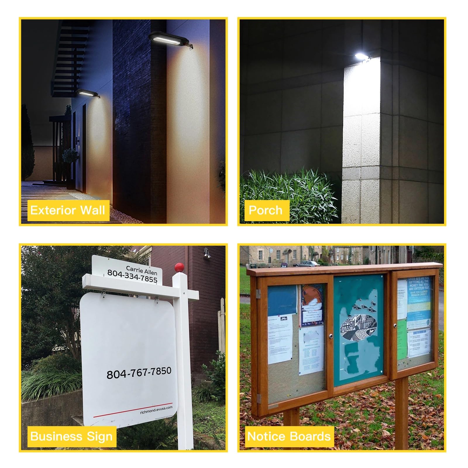 VIHOSE 2 sztuki lamp solarnych do znaków nieruchomości, znak zewnętrzny LED, wodoodporny, dla agenta nieruchomości, oświetlenie podwórka biznesowego, z regulowanym obrotowym wspornikiem montażowym