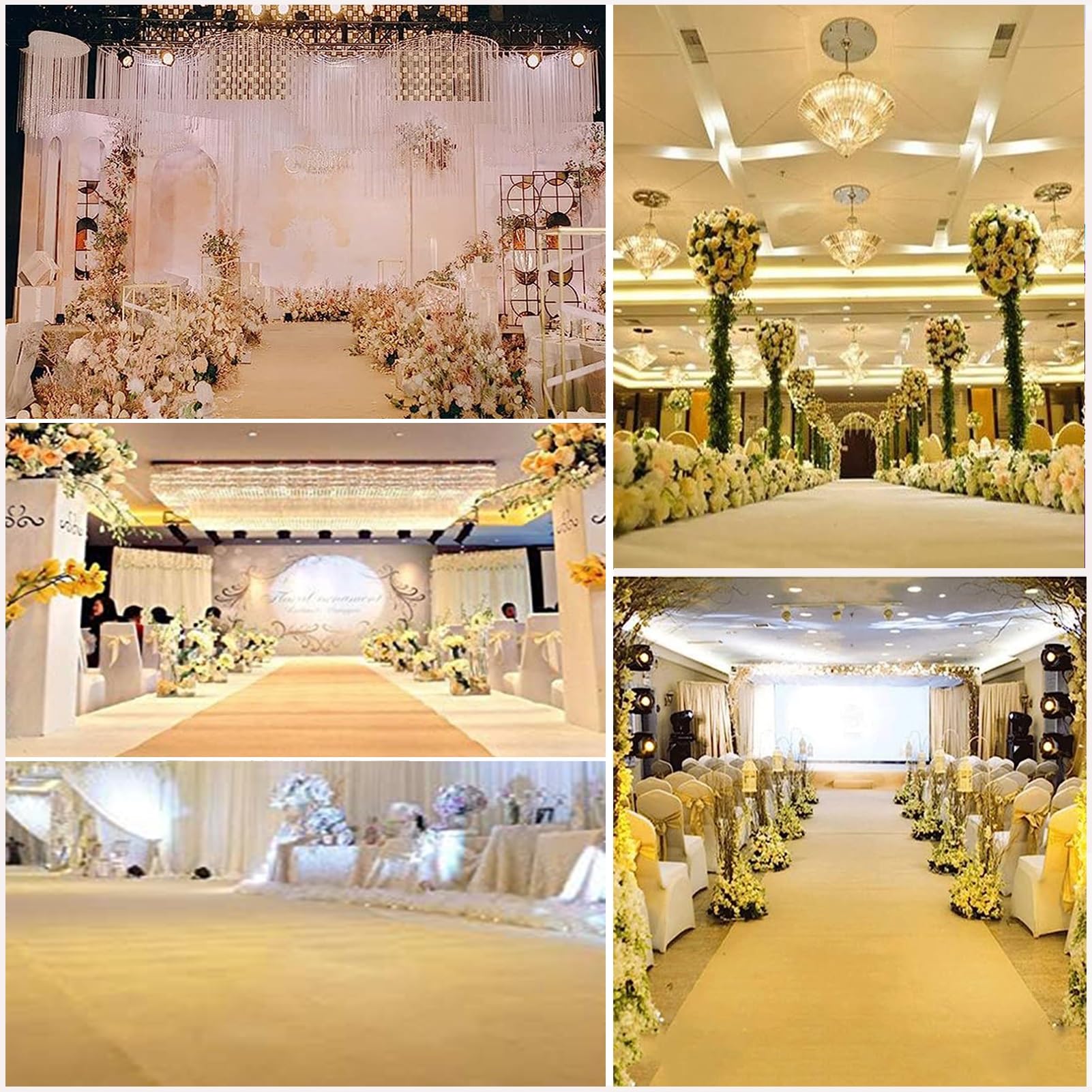 Champagnerfarbener Teppichläufer 2mm dick Hochzeitsgang Läufermatte rutschfester Braut Gehweg Laufsteg Teppich für Hochzeit, Kirchenparty, Außen- oder Innendekoration, schneidbar ( Size : 1.2x30m )