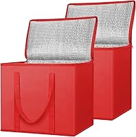 Vista 8 de BALEINE Paquete de 2 bolsas aisladas reutilizables para comestibles, bolsa enfriadora plegable para comestibles, bolsa aislante grande de alta