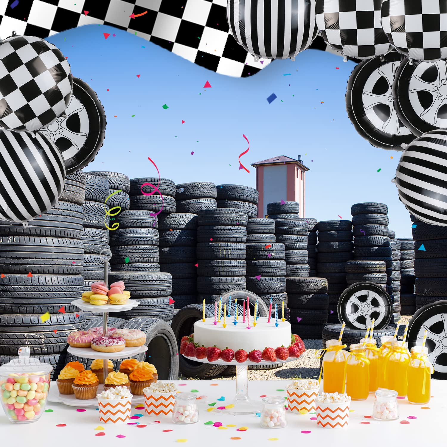 Amazon | BENOSPACE ホイールバルーン 18個 レース 車 タイヤ