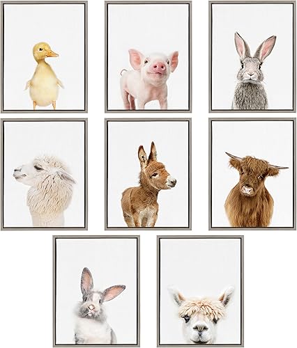 Miniatura 6 de Kate and Laurel Sylvie - Lienzo enmarcado para pared, diseño de conejo, conejo, hembra y conejo, arte de pared por Amy Peterson, 18 x 24 pulgadas,