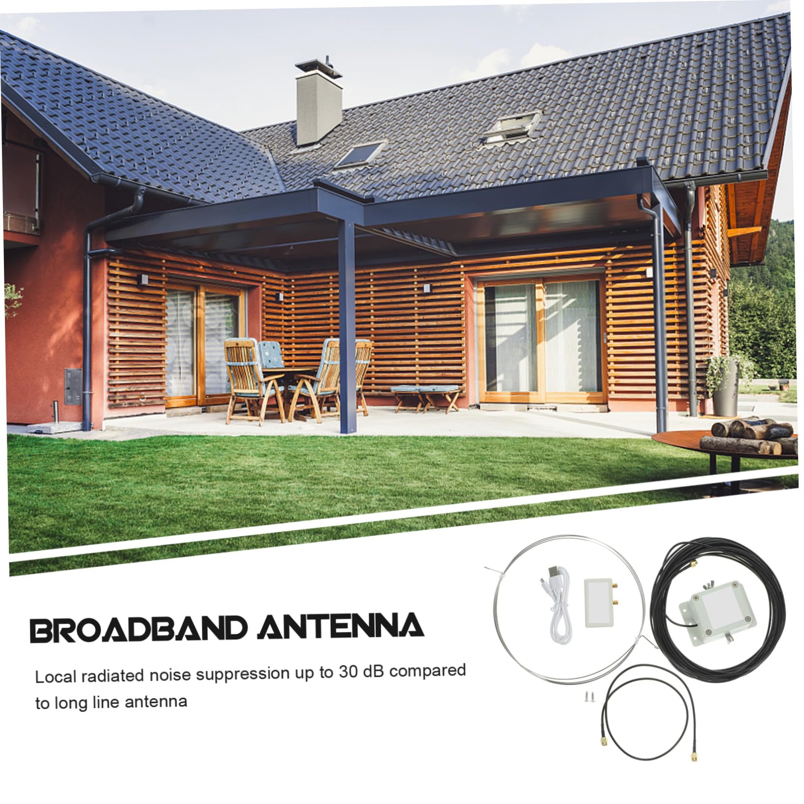 DOITOOL Antenne Annulaire 30 Antenne De Réception Active à Ondes Moyennes pour Amateurs Radio Installation Facile Balcon Toit Couleur Acier Inoxydable