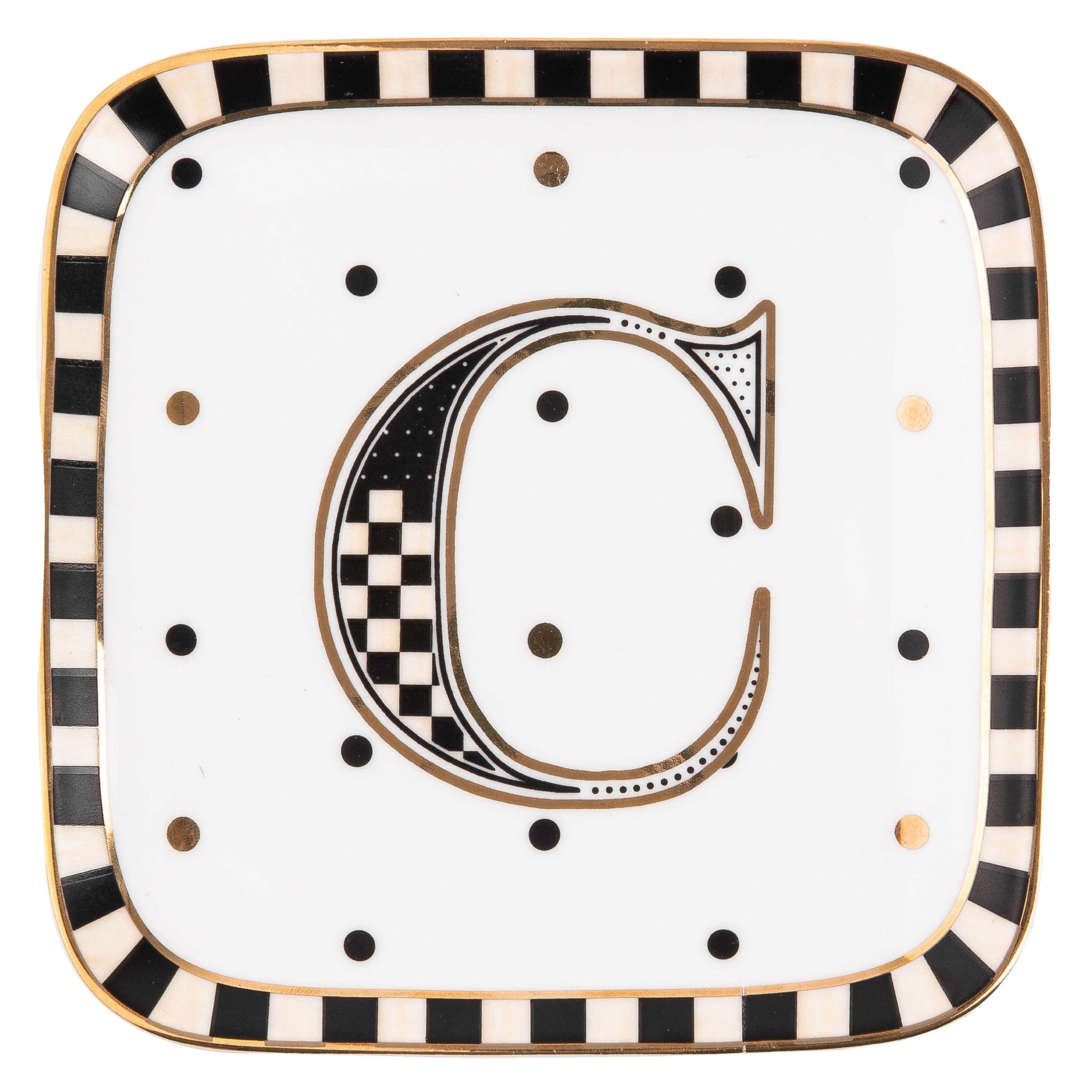 Amazon.com: MACKENZIE-CHILDS Monogram Dish, Decorative Ceramic