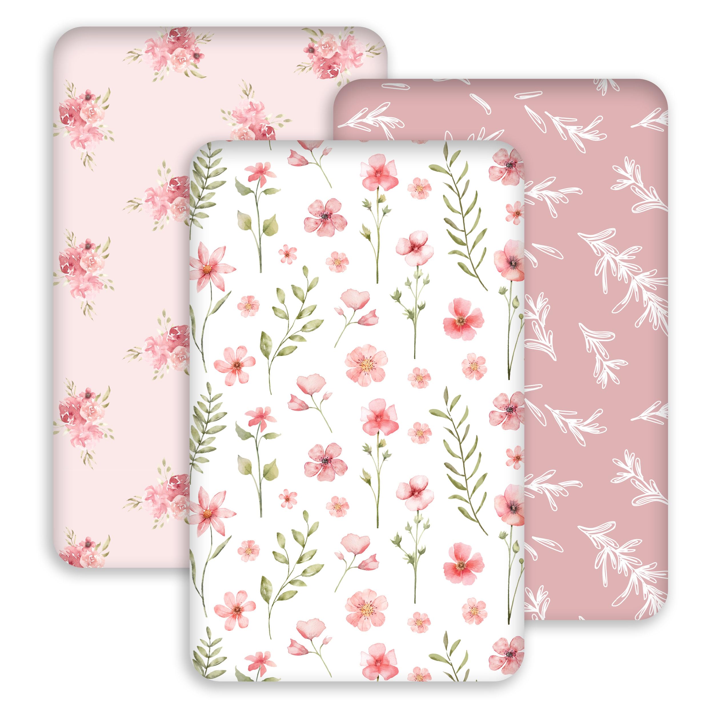 CIVARUA KIDS 3 Pack Bedside Bassinet Sheets Girl & Boy 33" x 20" Rectangle โ image 1